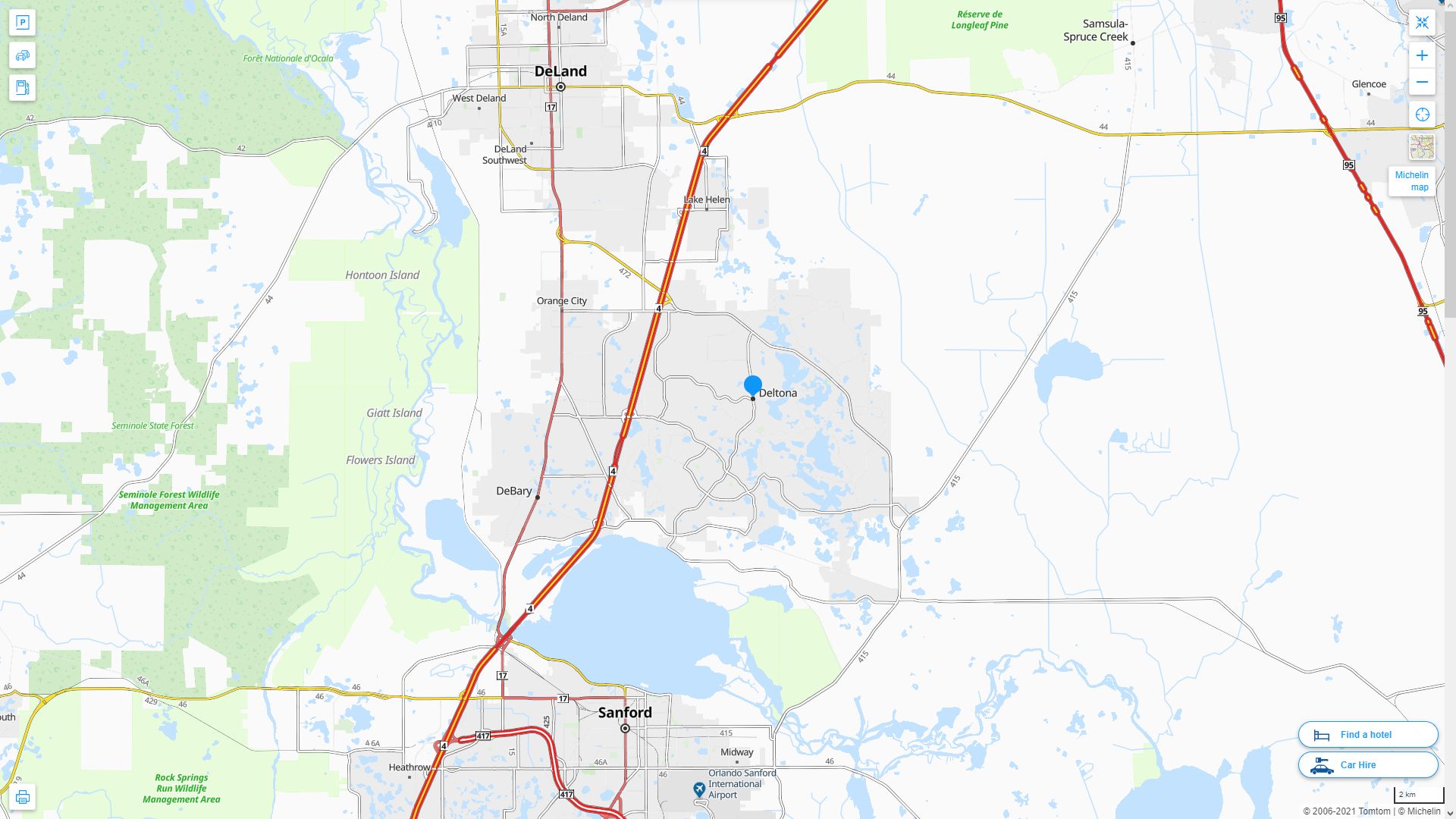 Deltona Florida Highway and Road Map